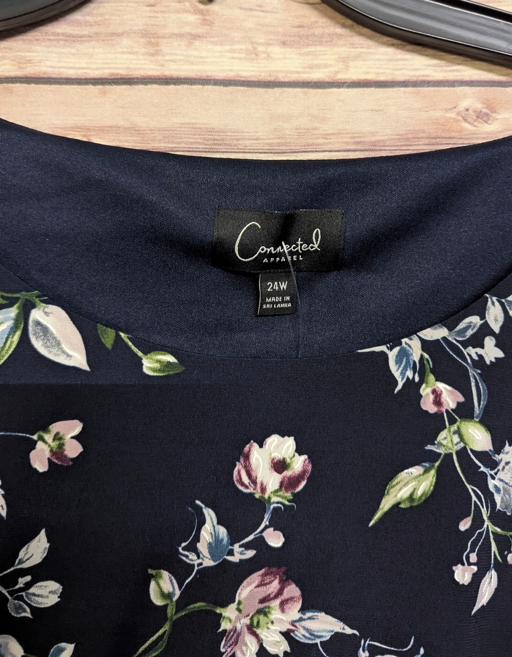 NWT Connected Apparel 24W Black Floral Ruched Dress Plus Size Midi Sheath Dress - Picture 3 of 6